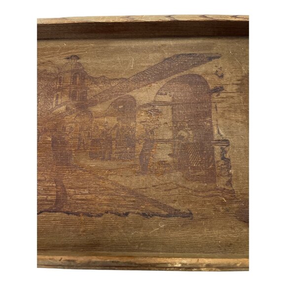 Vintage California Redwood Tray – Scenic Etched Design, 1940s–60s Souvenir, 14x7 - Picture 6 of 9